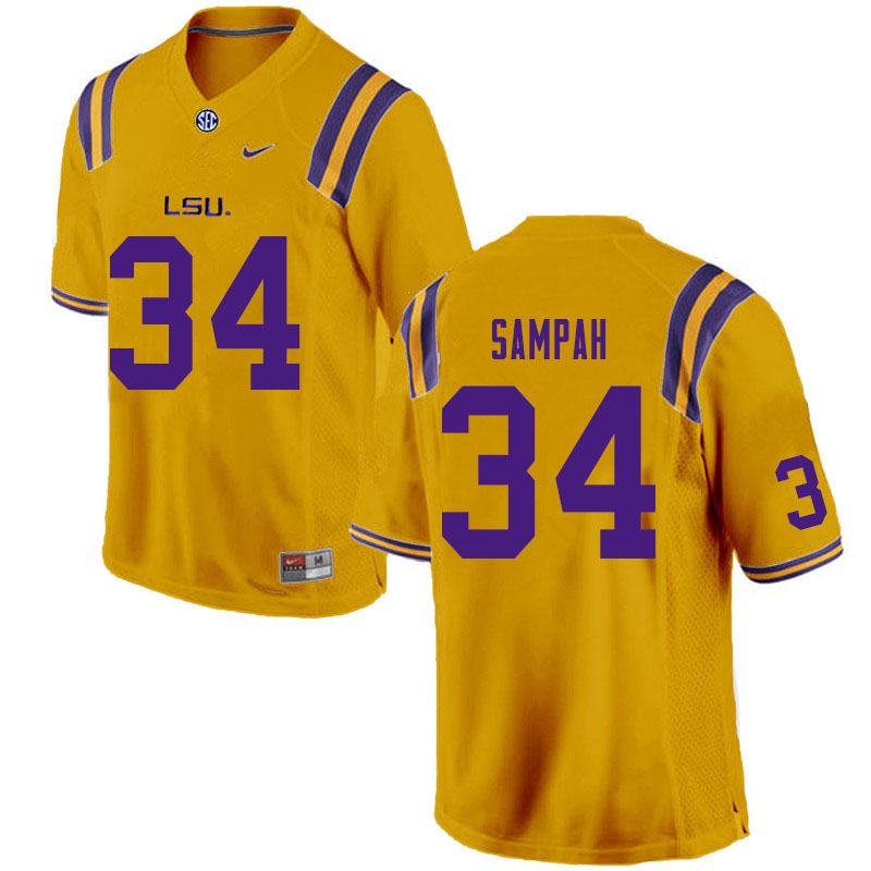 Men #34 Antoine Sampah LSU Tigers College Football Jerseys Sale-Gold